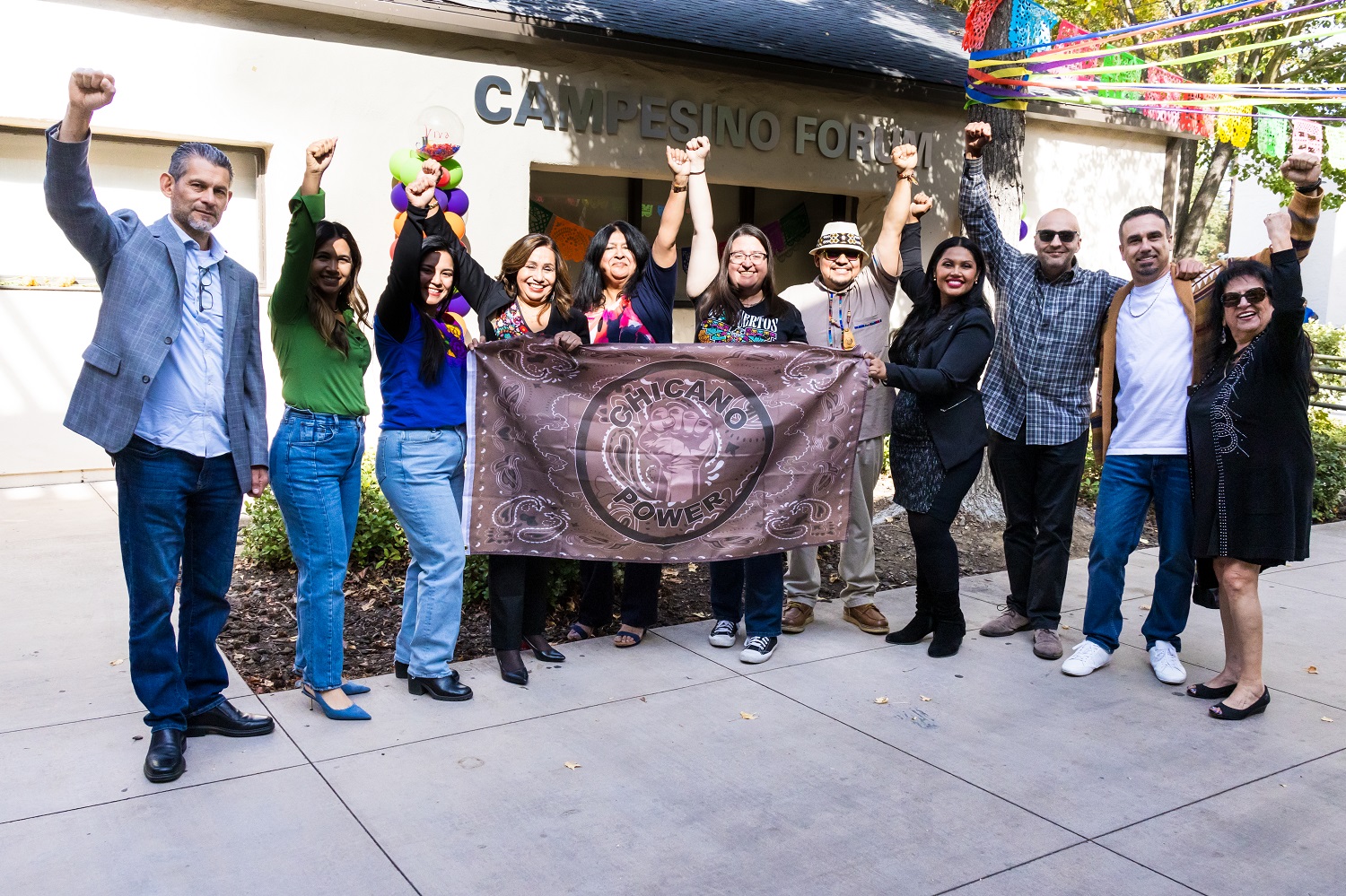 Celebration outside the newly renamed Campesino Forum