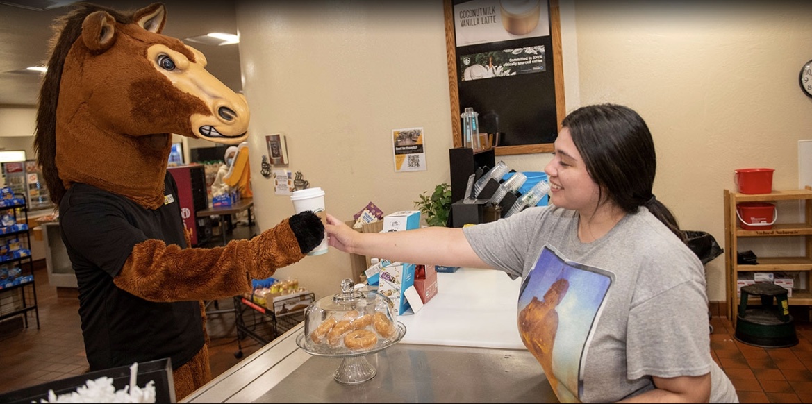 Fierce and Java Jitter employee with Coffee