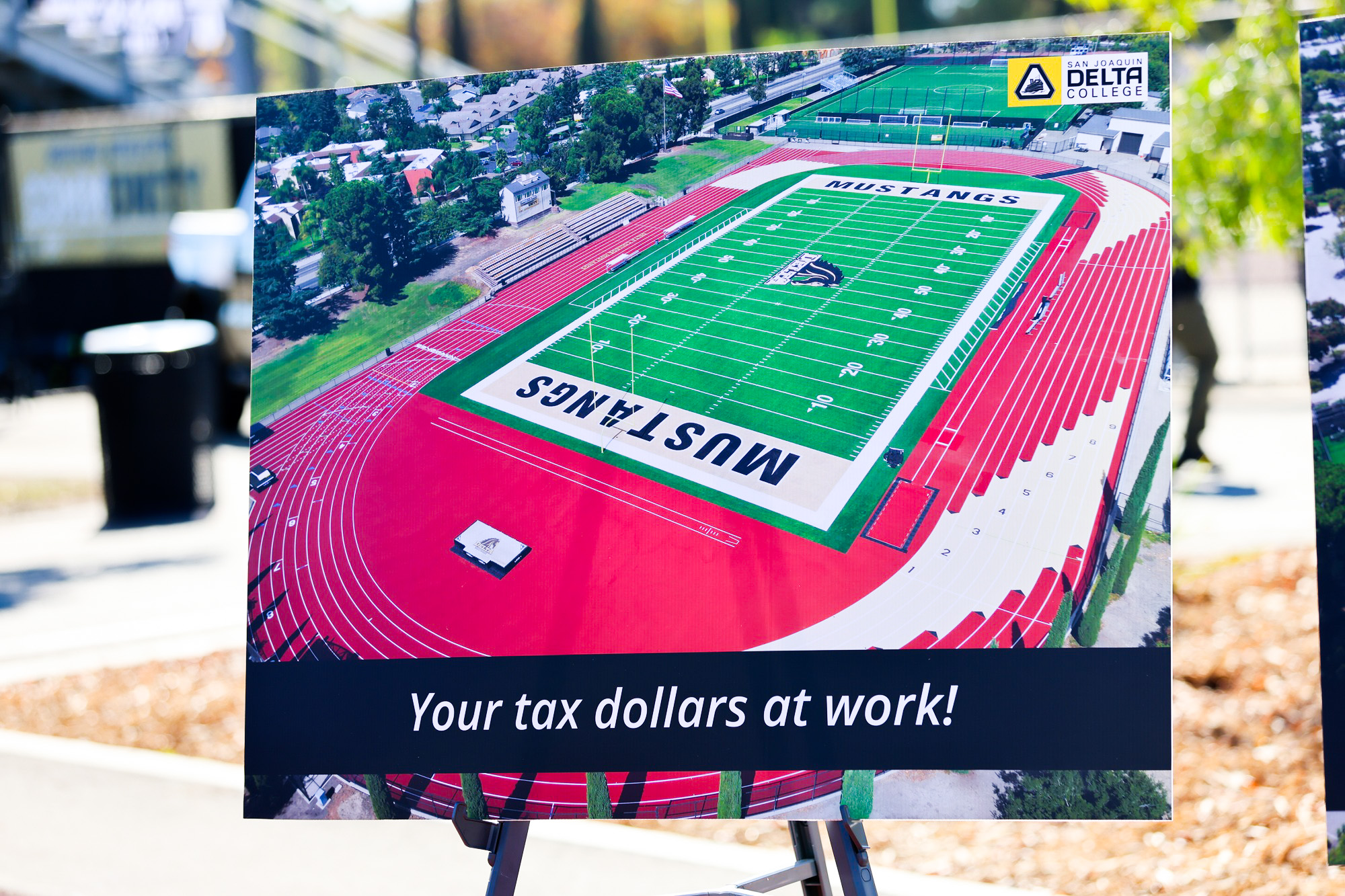 Photo of new football field and track at Delta College