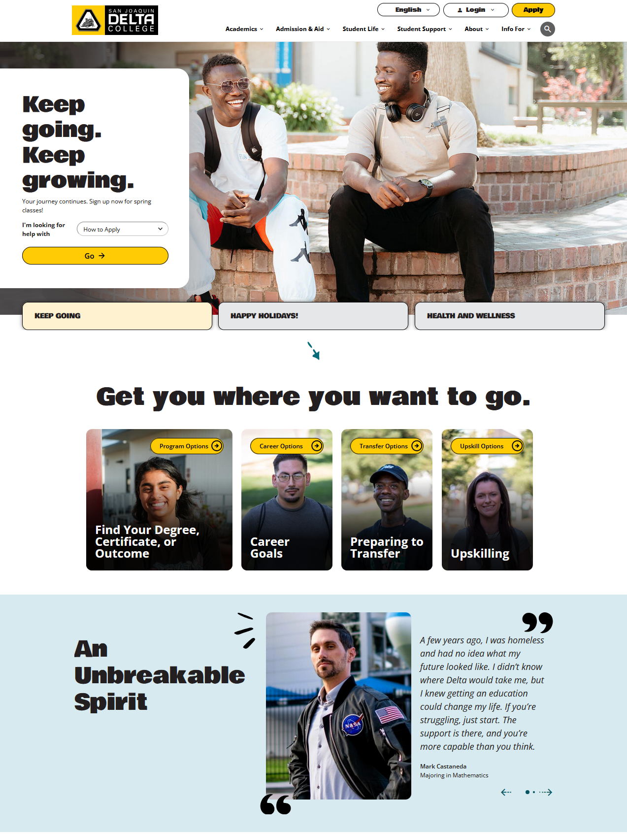 A screenshot of the new website