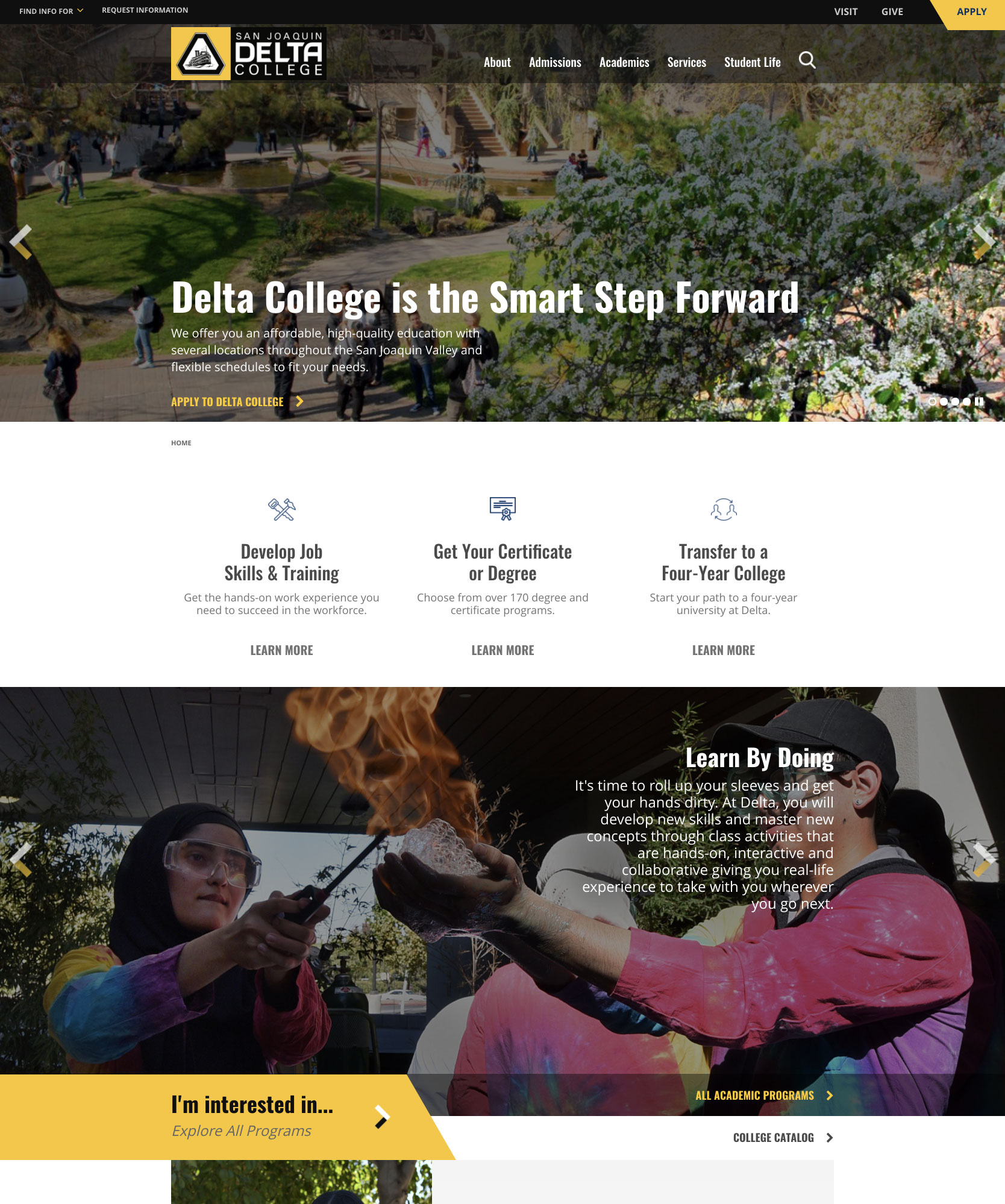 The previous Delta College website