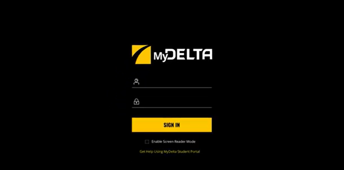 Screenshot of MyDelta login