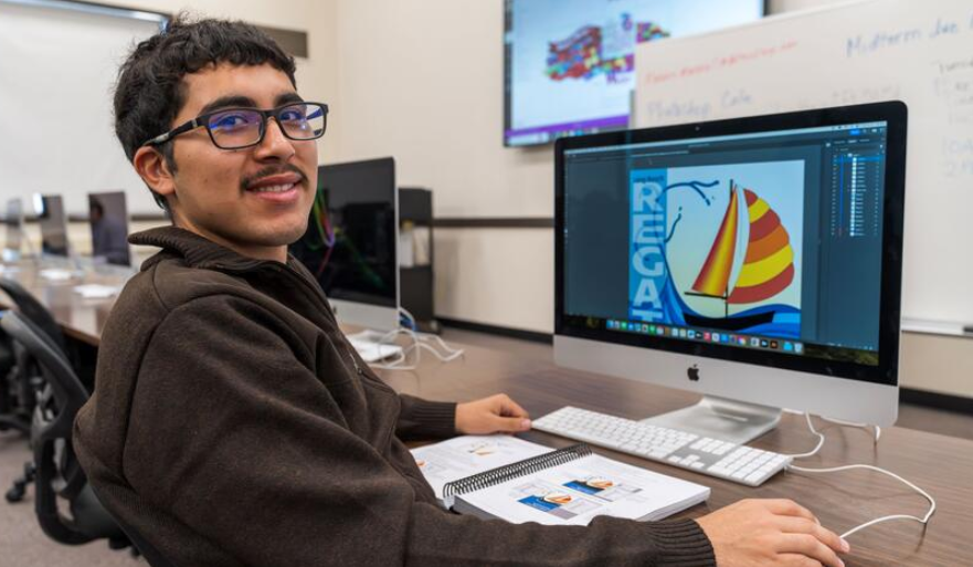 Photo of a graphic design student