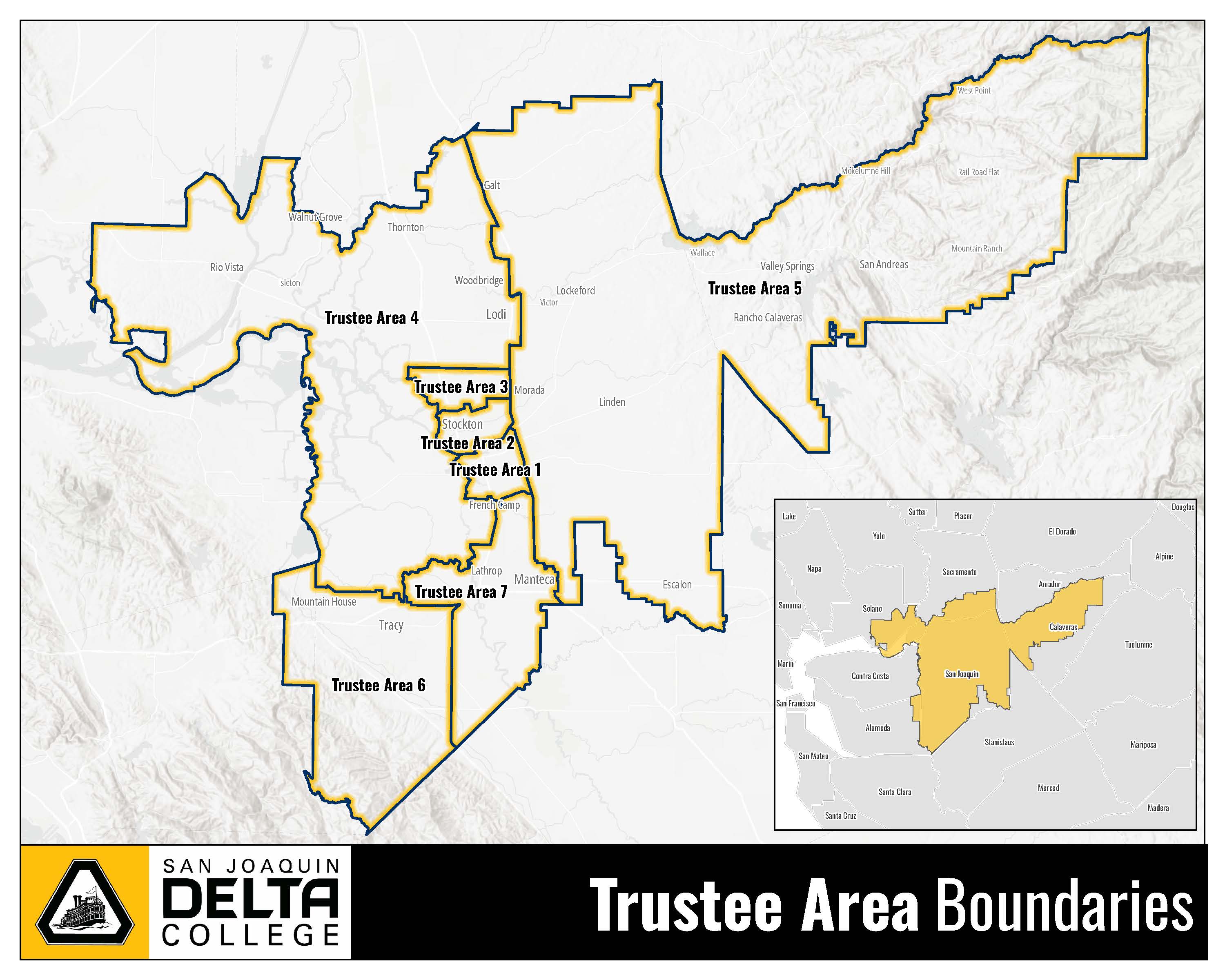 A map of Delta College's service area