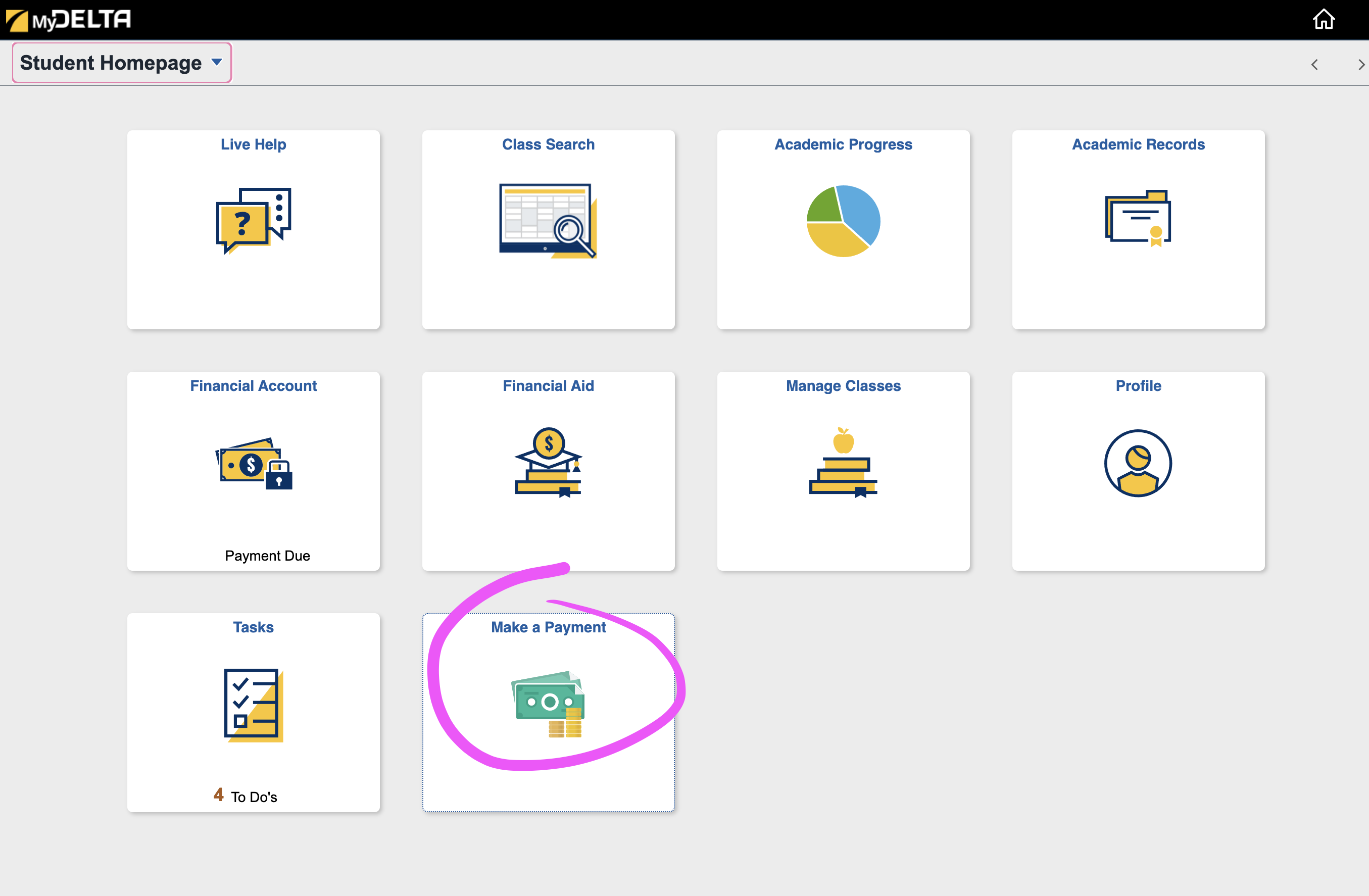 Screenshot of MyDelta Screen