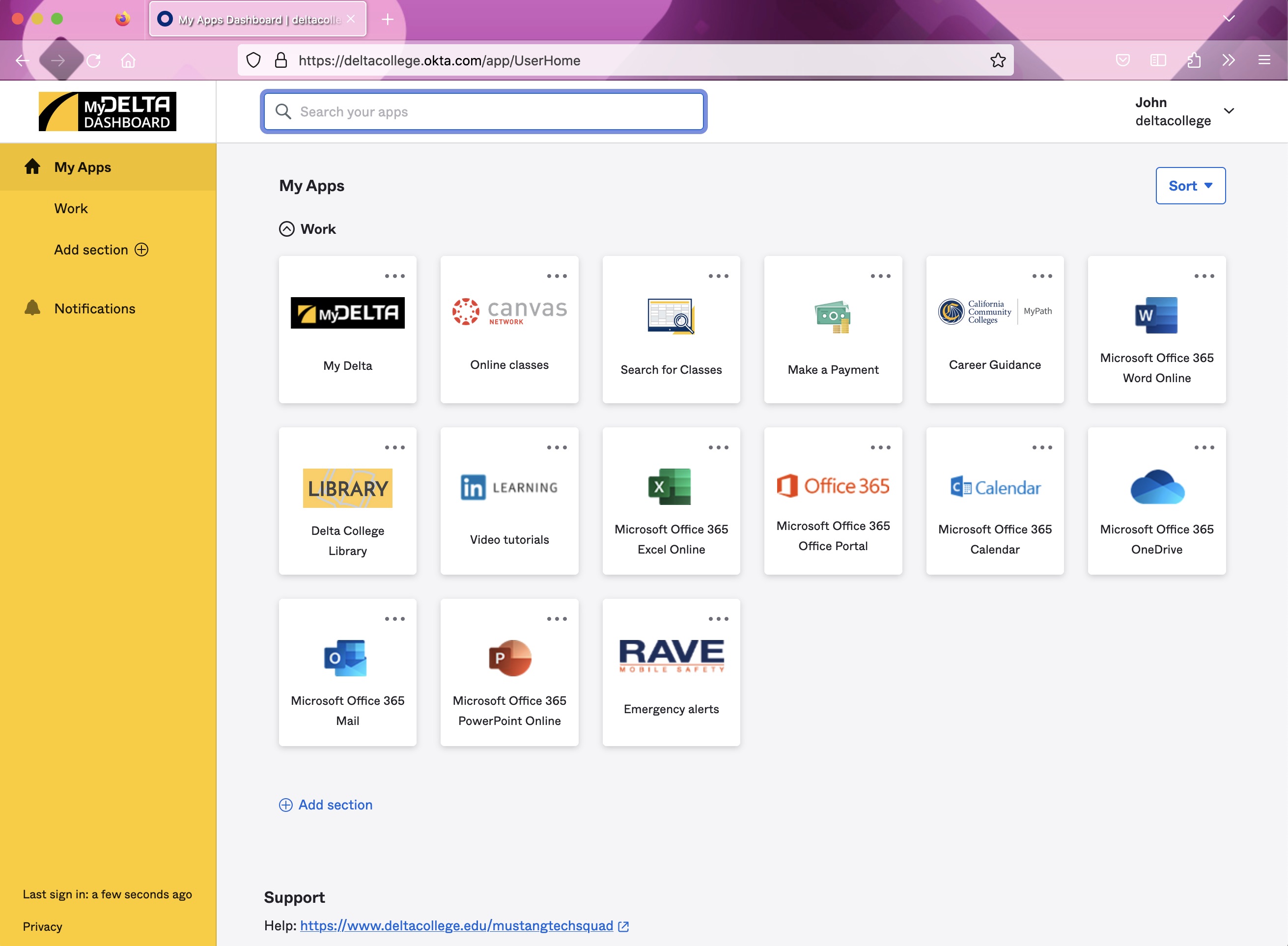 My Delta Dashboard Screen Shot
