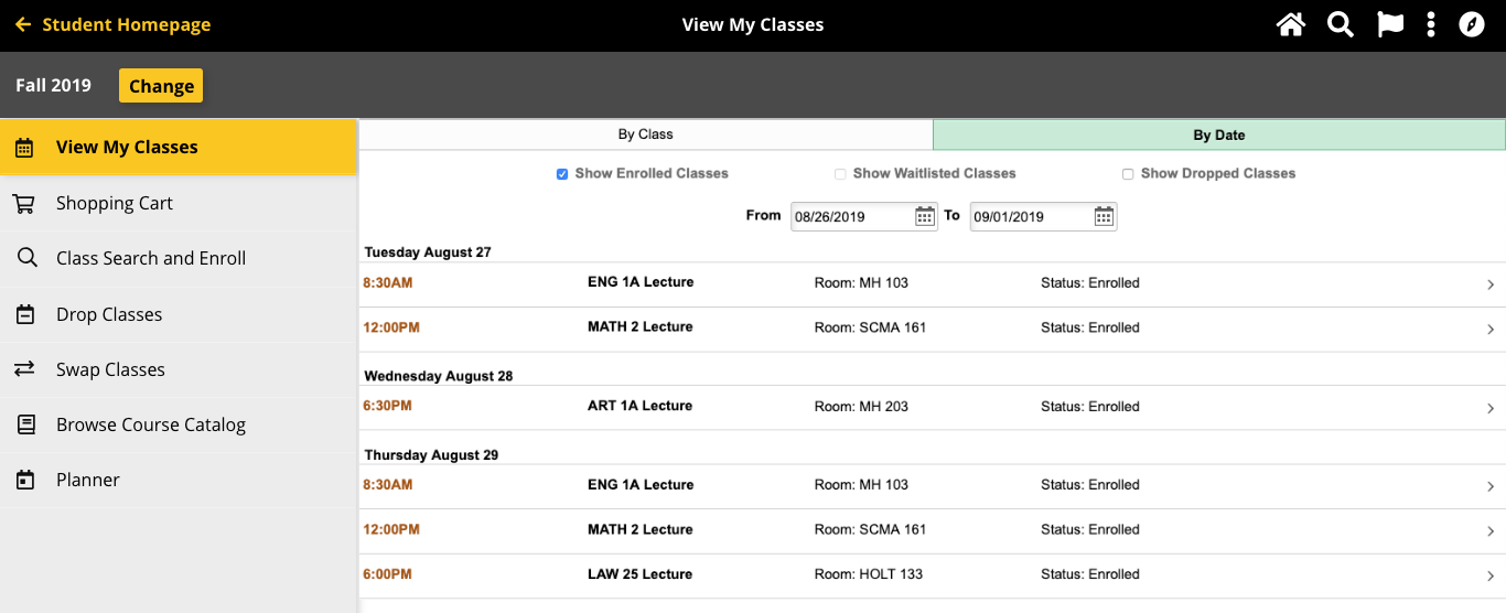 Screenshot of MyDelta Screen