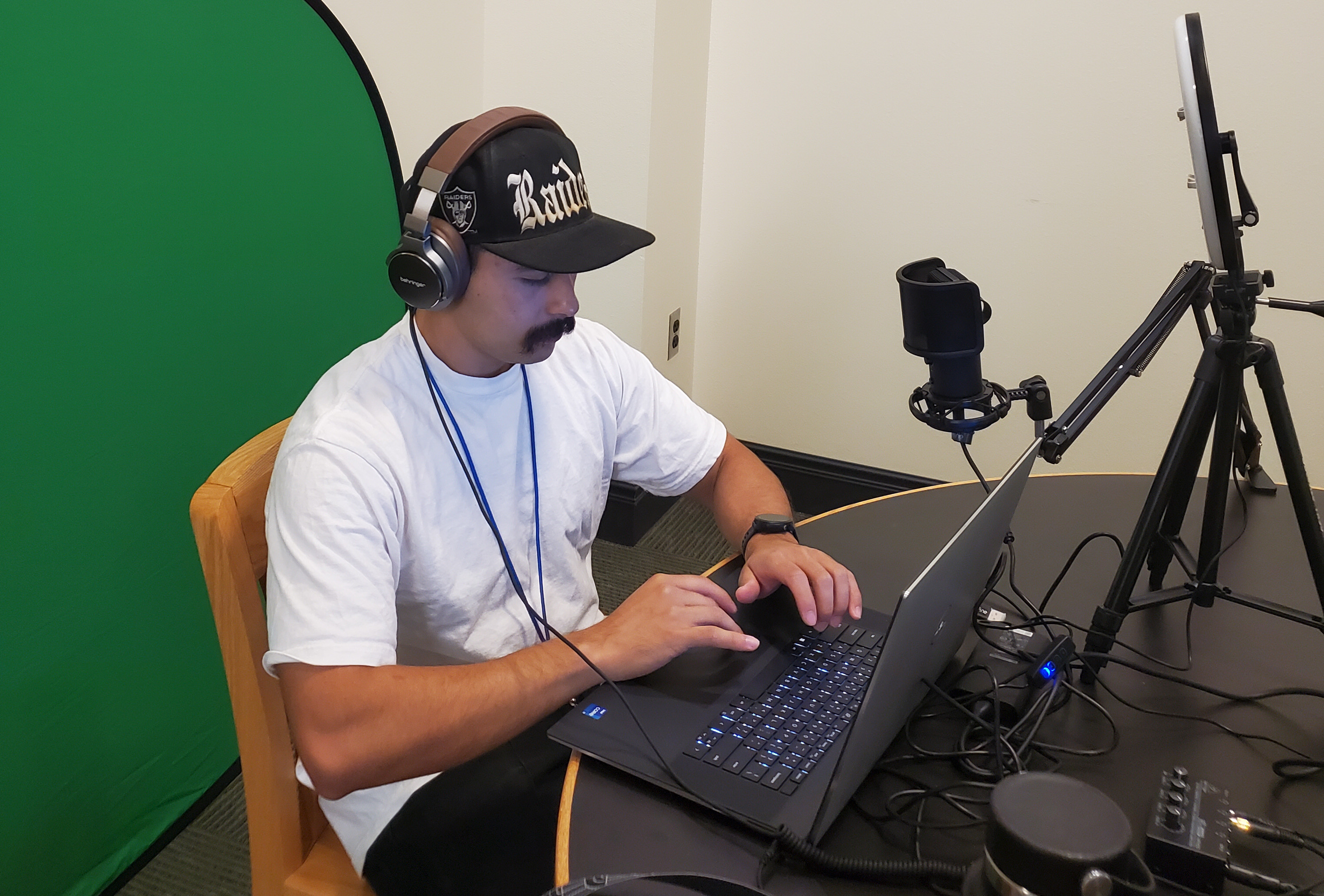 Photo of student using AV recording room