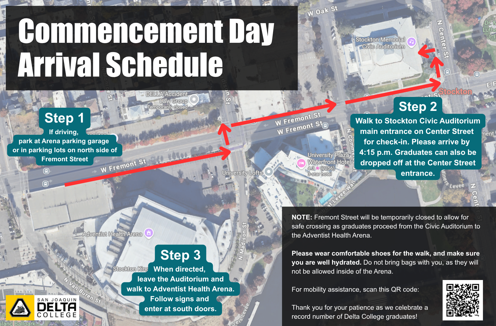 Map of area for 2026 Commencement ceremony