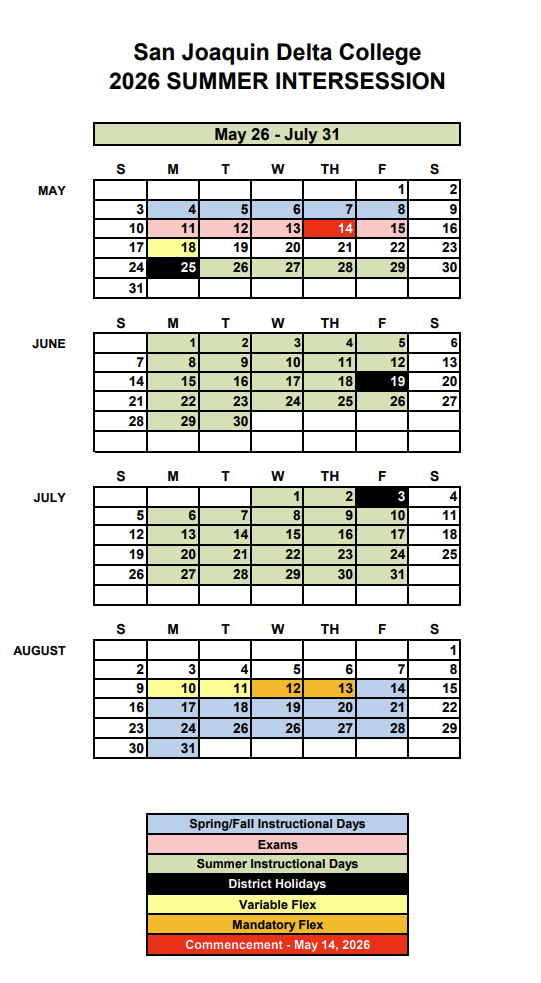 Summer 2026 Academic Calendar