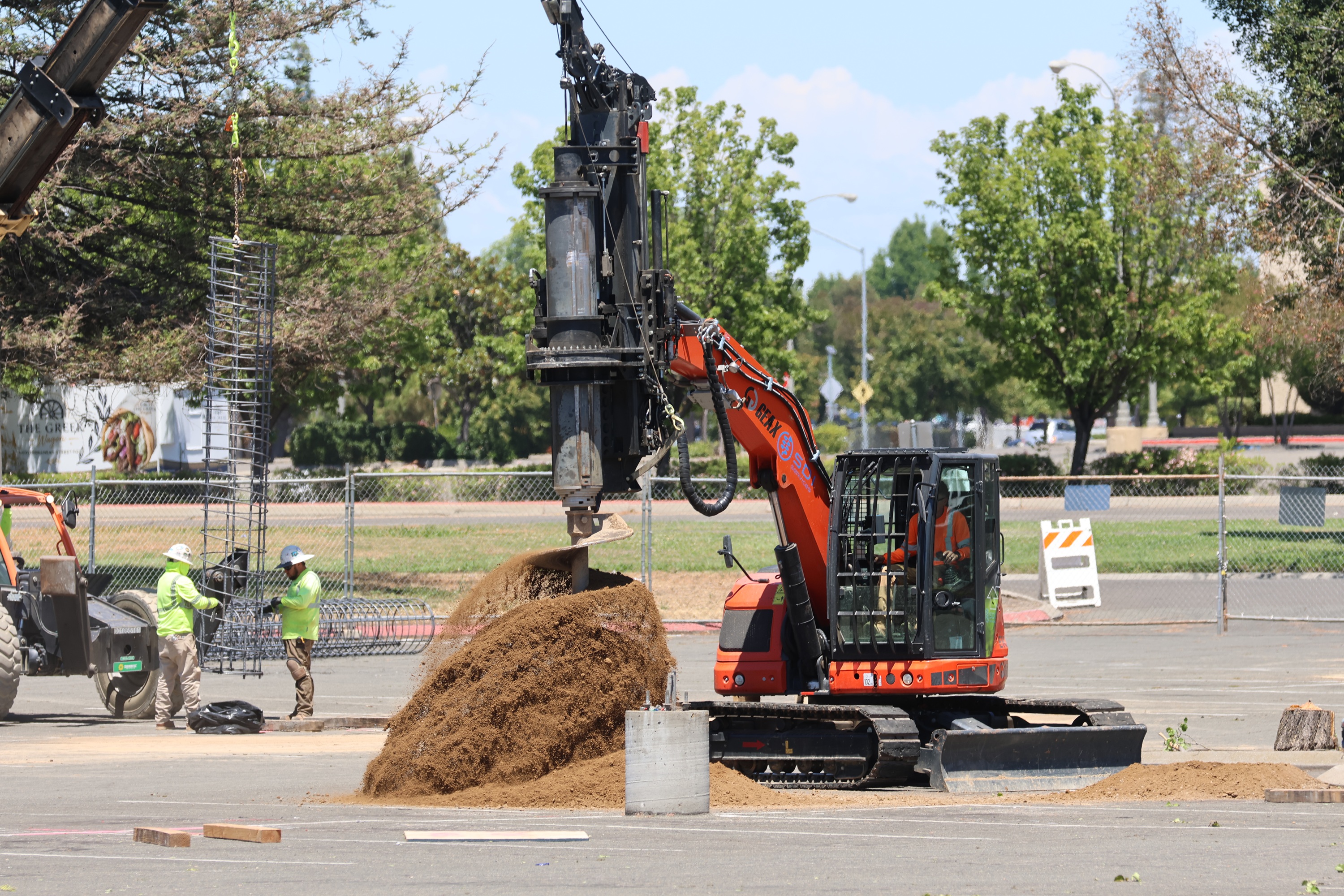 Photo of a drilling rig working in the L3 parking lot
