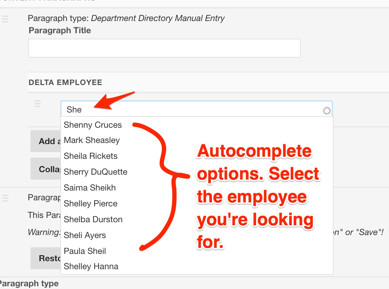 Adding new employees via the department directory