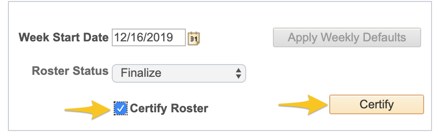 Check the box next to Certify roster and then click the certify button