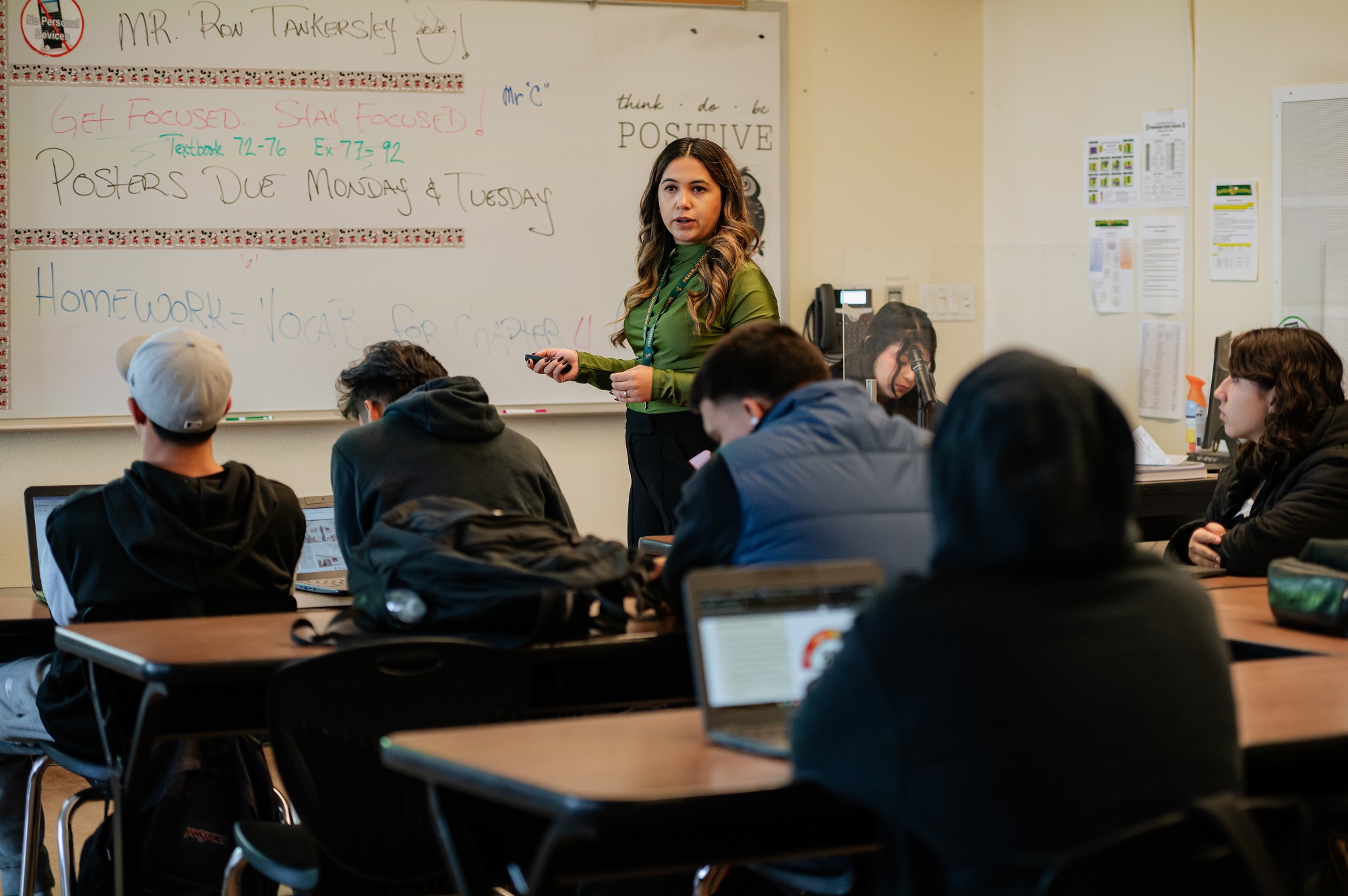 Professor Lulu Sanchez teaches a class at her alma mater, Franklin High School
