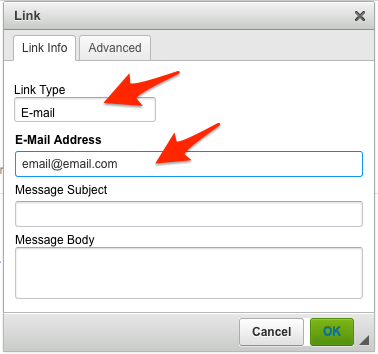 Add a link as an email address
