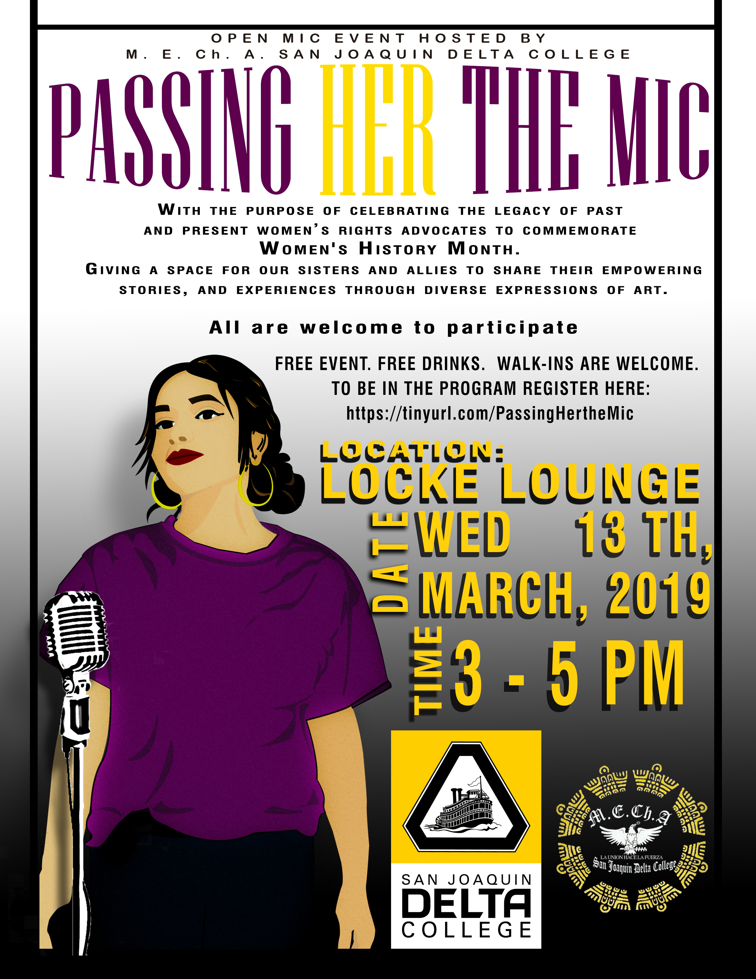 "Passing Her The Mic" is one of a number of events planned at San Joaquin Delta College for Women's History Month.