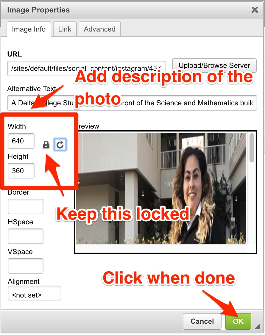 Prepare a photo to embed on a page