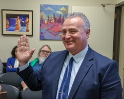 Dr. Armando Valerio is sworn is as a Delta College trustee