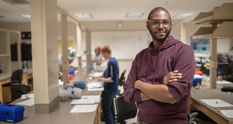 A student in Delta College's electron microscopy program