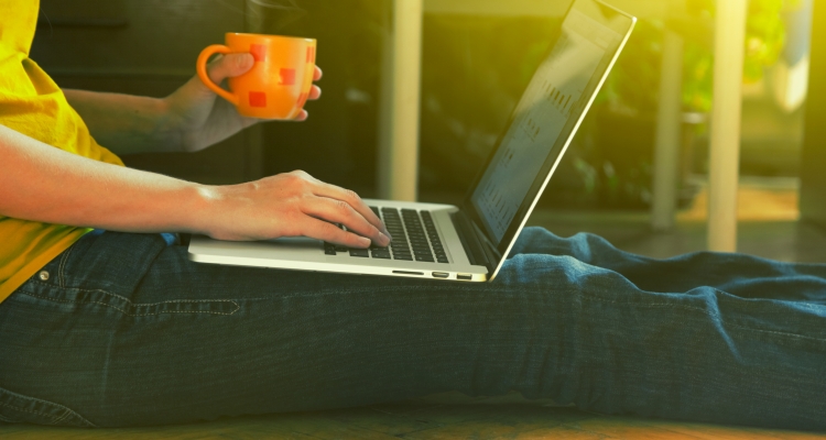 Student at home with laptop