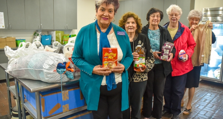 Members of the Native Daughters of the Golden West pose with donations they made to the Student Food Pantry at San Joaquin Delta College. Members of the Native Daughters of the Golden West pose with donations they made to the Student Food Pantry at San Joaquin Delta College.
