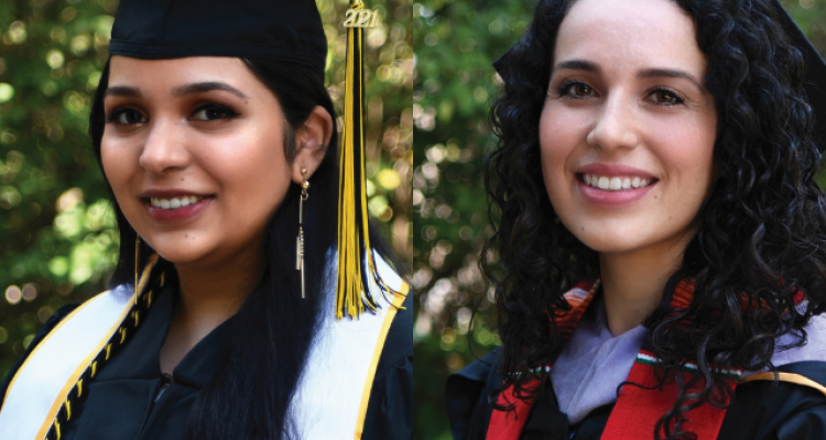 Student speaker Anmol Sharma and alumni speaker Dr. Maricela Salcedo-Prado