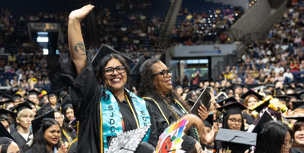Photo of students celebrating at Commencement