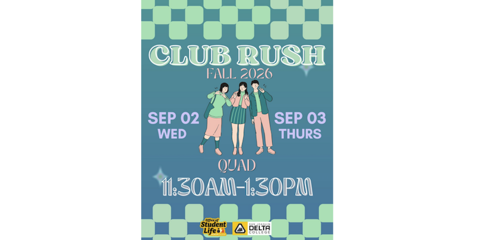 Event flyer for Club Rush Fall 2026