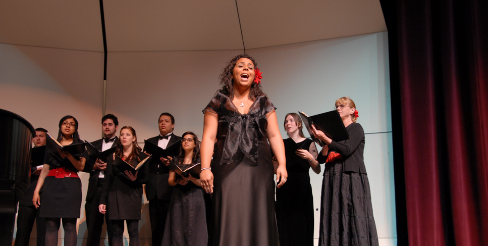Student on Stage Singing