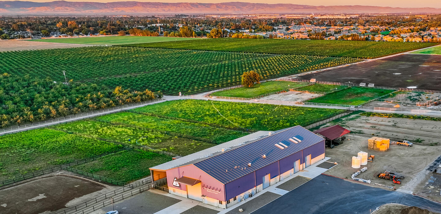 An aerial photo of the Manteca Farm