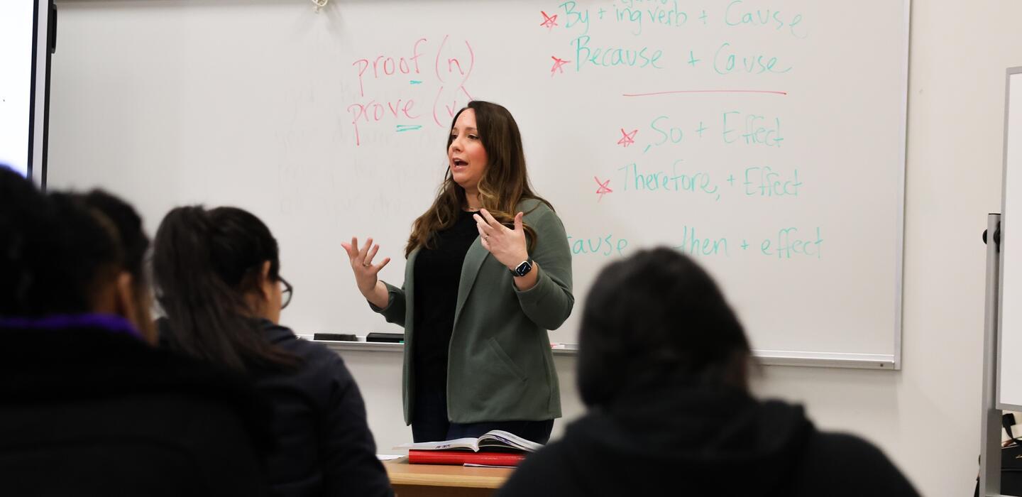 Photo of an ESL professor in class
