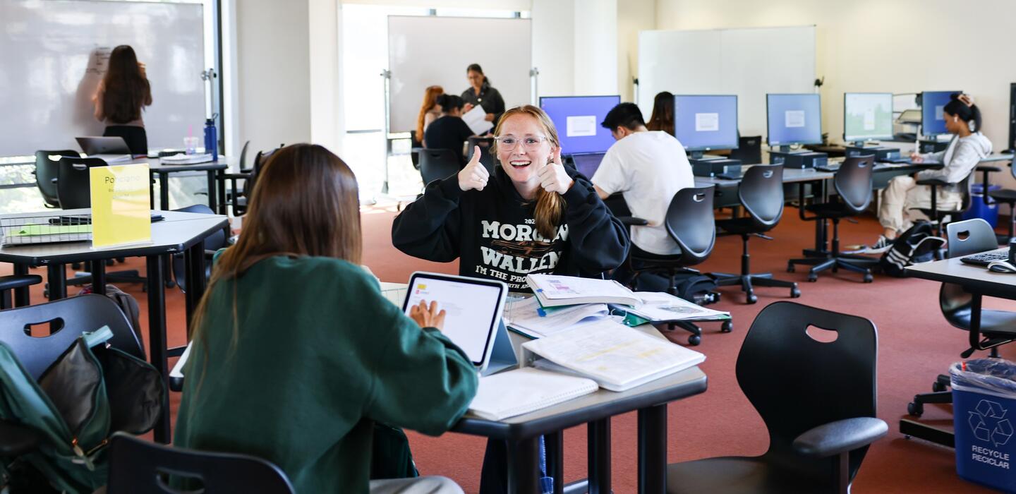 Photo of a student studying