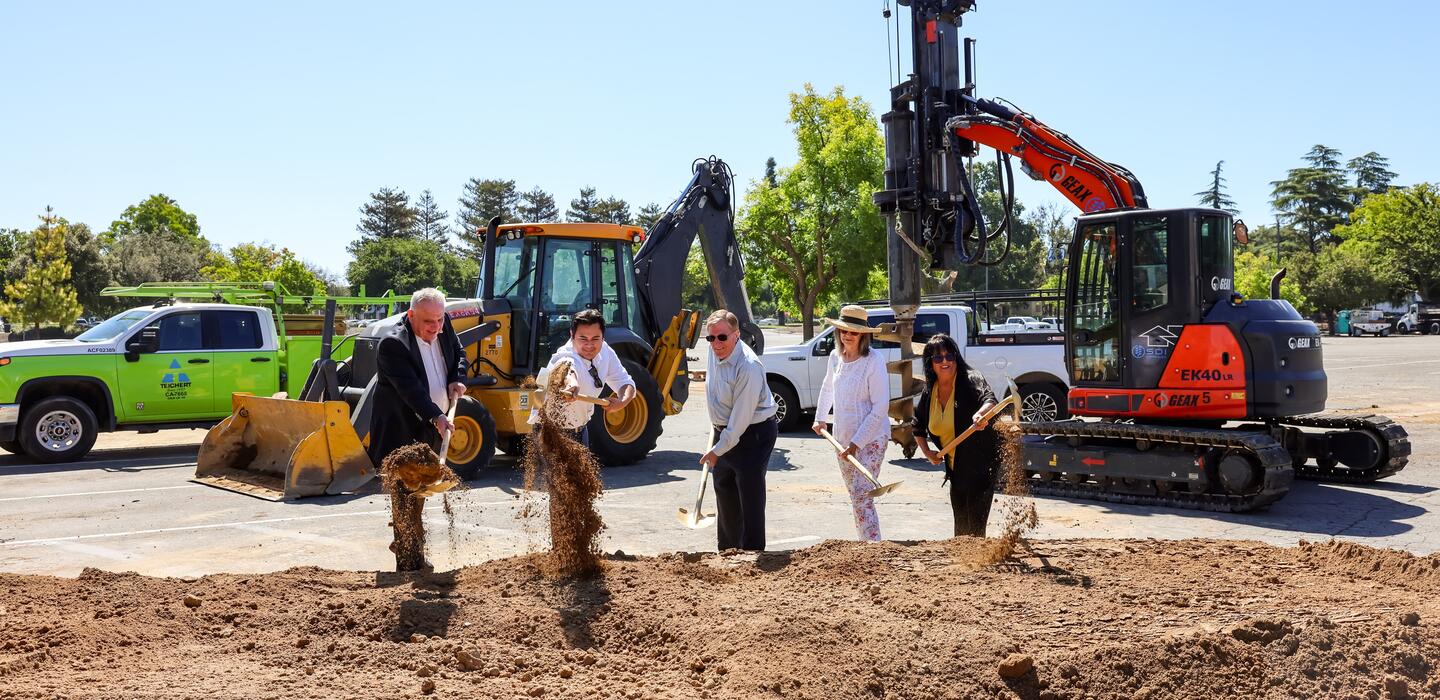 Photo of Delta College trustees turning earth on the Energy Efficiency Project