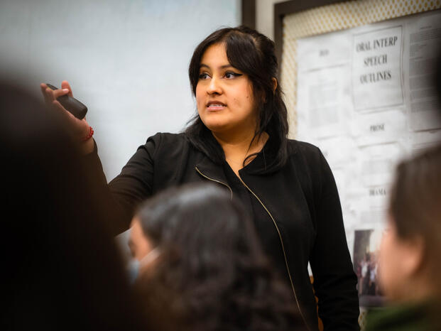 Teacher on the communication class