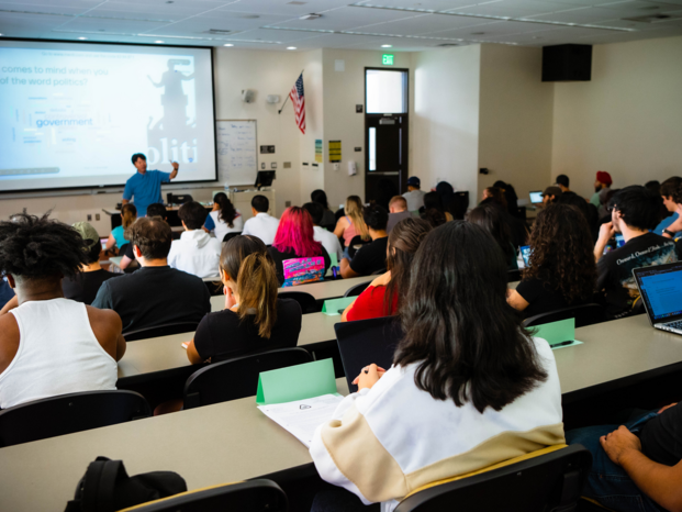 class room with teacher and students