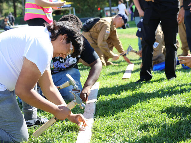 student at a trades day event