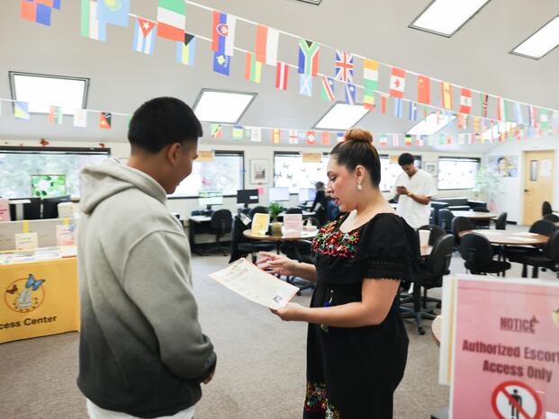 A student getting help at the Dreamers Success Center
