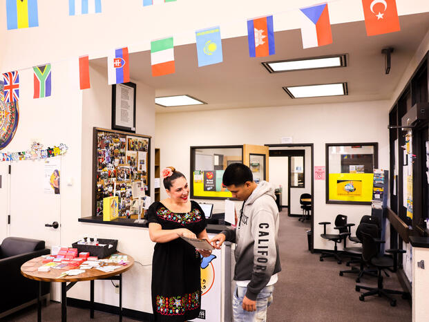 A student gets assistance at the Dreamers Success Center