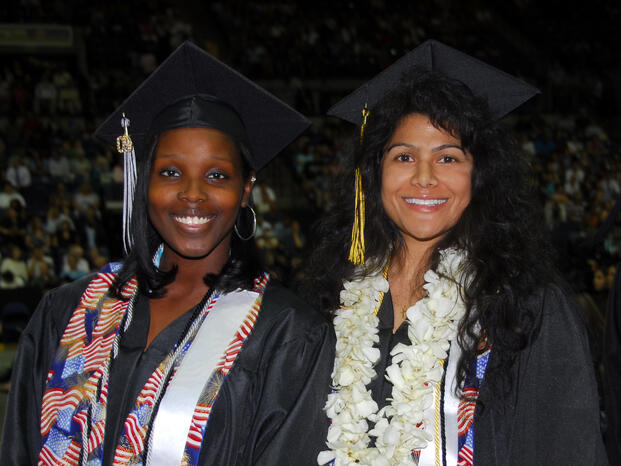 Student veterans attending Delta's Commencement ceremony
