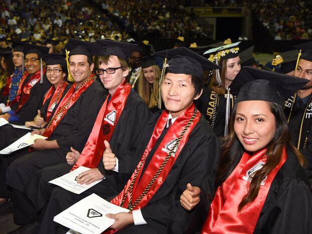 MESA students smile at Delta's Commencement ceremony