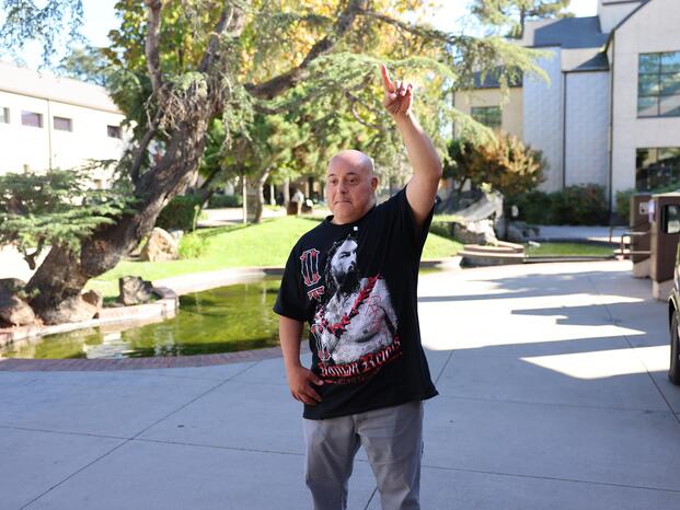 A DSPS student poses for a photo in the Delta College Quad