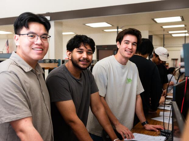 Students in the electronics technology program pose for a photo