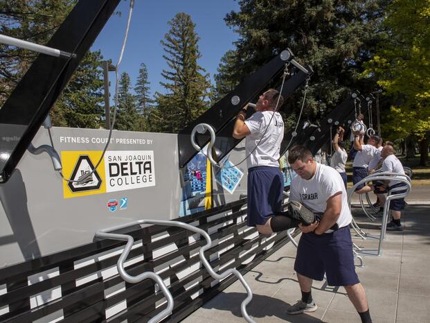 POST Academy cadets work out at Delta's exercise court