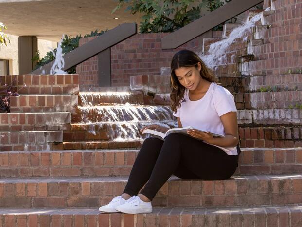 Student on Steps on Campus
