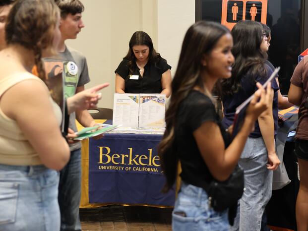 Photo of a representative from UC Berkeley at Delta's College Night