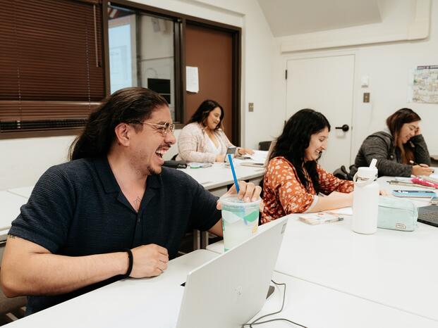 Photo of a student in architectural drafting course