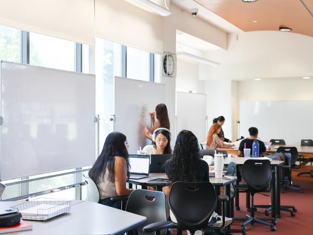 Photo of students working at the Math and Science Learning Center
