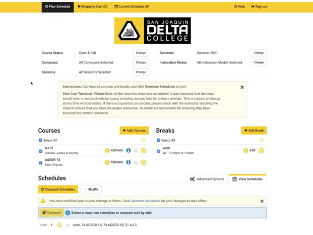 Class Scheduler Tool Screenshot