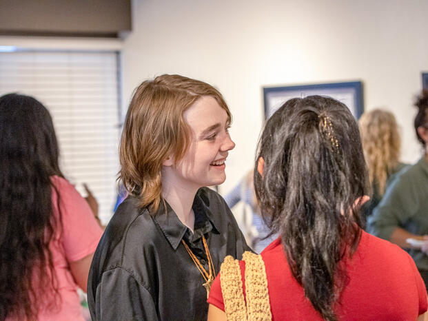 Photo of students at the Horton Art Gallery's Student Art Exhibition