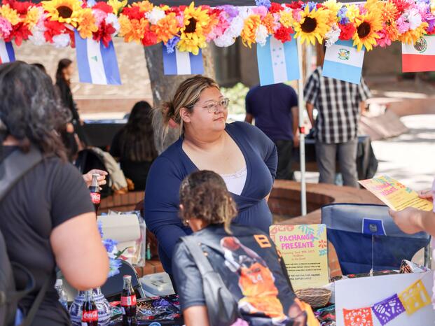 Student tabling at Club Rush event